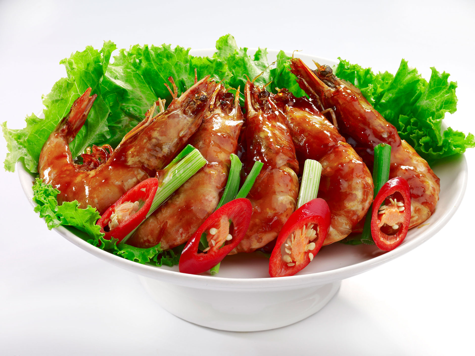 Pan-Fried-Prawns-with-Seafood-Sauce